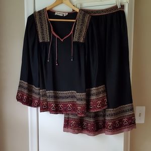 Rare Vintage Indian Cotton 2 Piece Skirt Set
